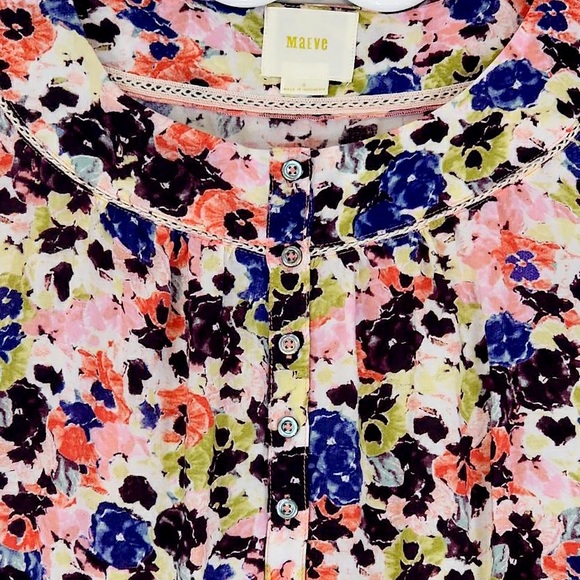 Anthropologie MAEVE Flowy Floral Boho Blouse - Picture 4 of 11